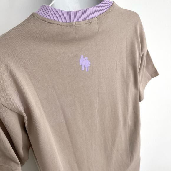 Homme + Femme NEW Core Logo Tee T-Shirt Mens Sz S Tan Purple Heavy Cotton - Picture 4 of 6